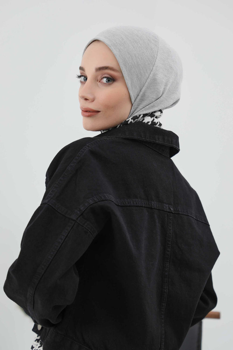 Minimalist Ribbed Inner Turban Bonnet for Women, One-Size Polyviscose Hijab Underscarf, Stretchable Inner Hijab Instant Turban Bonnet,TB-5RB