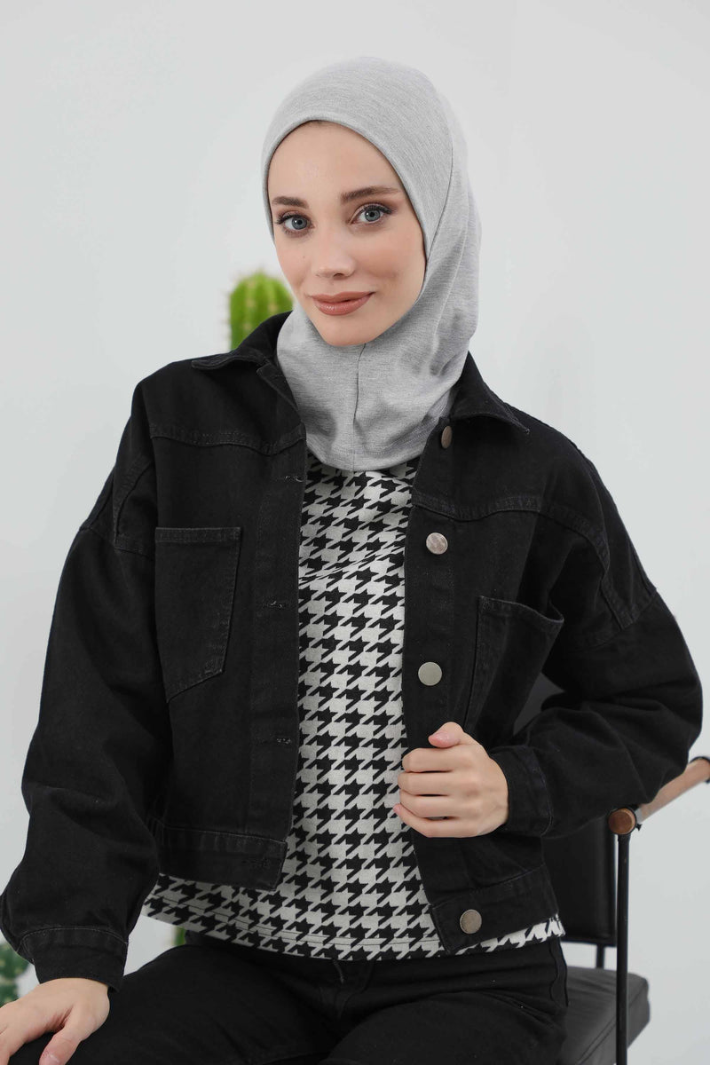 Minimalist Ribbed Inner Turban Bonnet for Women, One-Size Polyviscose Hijab Underscarf, Stretchable Inner Hijab Instant Turban Bonnet,TB-5RB