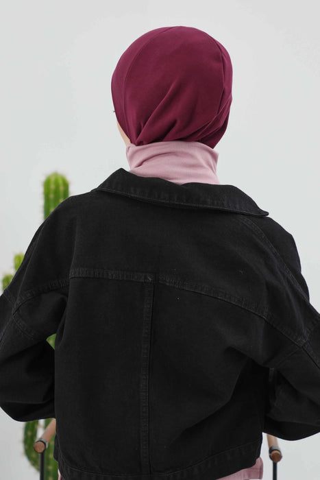 Minimalistische gerippte Turban-Innenhaube für Frauen, Einheitsgröße Polyviskose-Hijab-Untertuch, dehnbare innere Hijab-Instant-Turban-Haube, TB-5RB