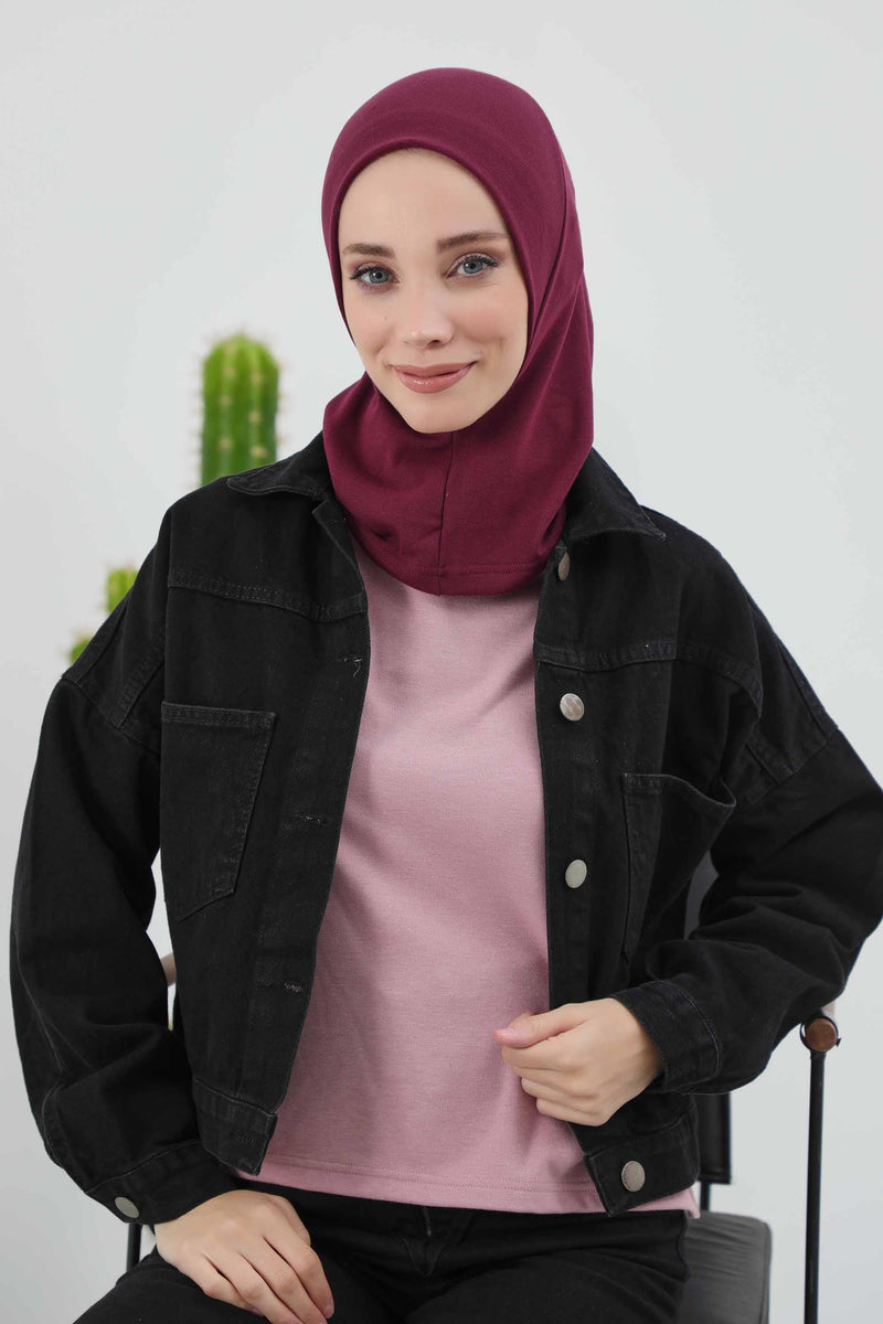 Minimalist Ribbed Inner Turban Bonnet for Women, One-Size Polyviscose Hijab Underscarf, Stretchable Inner Hijab Instant Turban Bonnet,TB-5RB