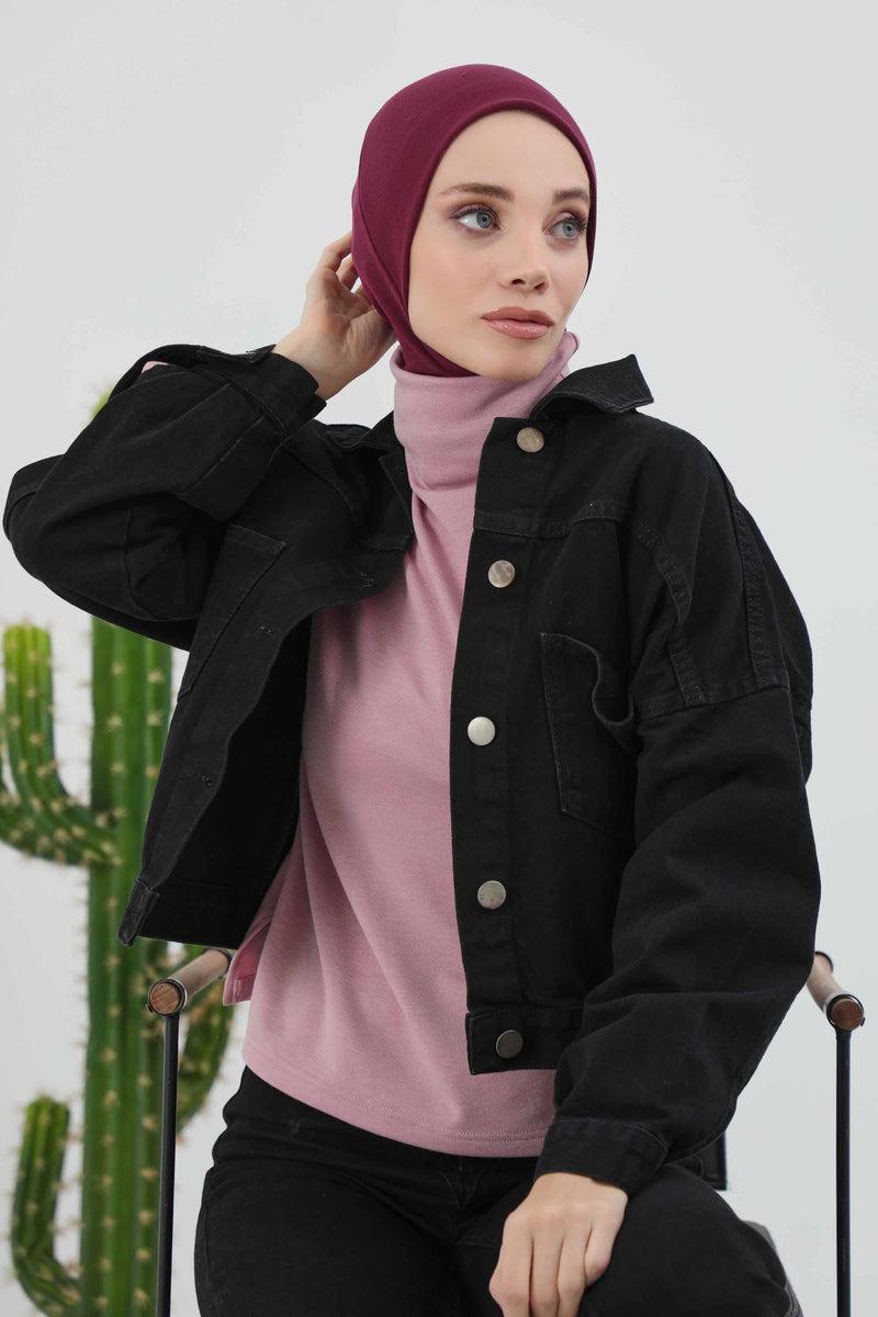 Minimalist Ribbed Inner Turban Bonnet for Women, One-Size Polyviscose Hijab Underscarf, Stretchable Inner Hijab Instant Turban Bonnet,TB-5RB