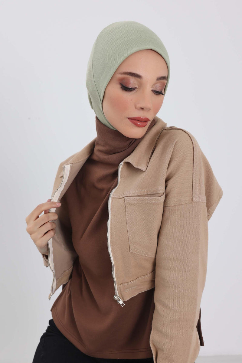 Minimalist Ribbed Inner Turban Bonnet for Women, One-Size Polyviscose Hijab Underscarf, Stretchable Inner Hijab Instant Turban Bonnet,TB-5RB