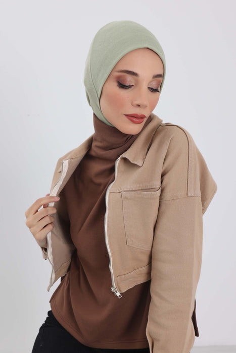 Minimalistische gerippte Turban-Innenhaube für Frauen, Einheitsgröße Polyviskose-Hijab-Untertuch, dehnbare innere Hijab-Instant-Turban-Haube, TB-5RB