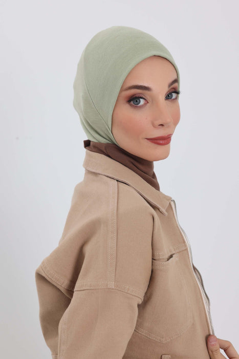 Minimalistische gerippte Turban-Innenhaube für Frauen, Einheitsgröße Polyviskose-Hijab-Untertuch, dehnbare innere Hijab-Instant-Turban-Haube, TB-5RB