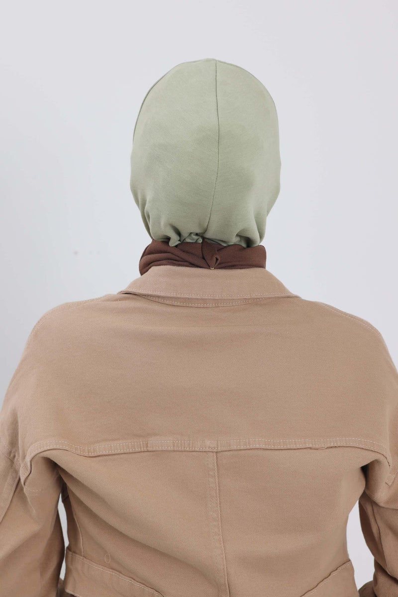 Minimalist Ribbed Inner Turban Bonnet for Women, One-Size Polyviscose Hijab Underscarf, Stretchable Inner Hijab Instant Turban Bonnet,TB-5RB