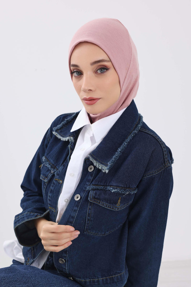 Minimalist Ribbed Inner Turban Bonnet for Women, One-Size Polyviscose Hijab Underscarf, Stretchable Inner Hijab Instant Turban Bonnet,TB-5RB