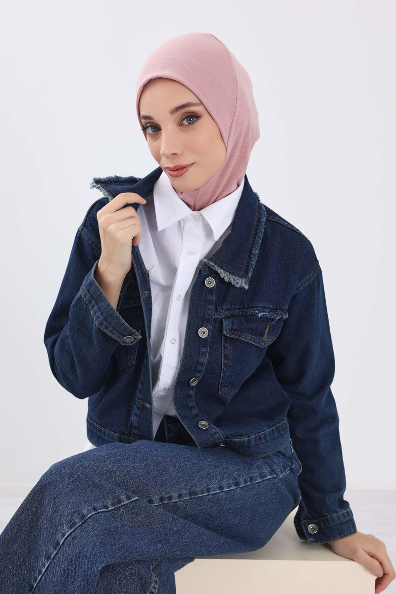 Minimalist Ribbed Inner Turban Bonnet for Women, One-Size Polyviscose Hijab Underscarf, Stretchable Inner Hijab Instant Turban Bonnet,TB-5RB