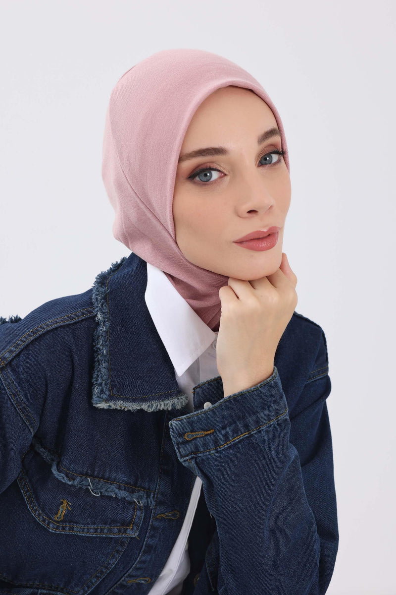 Minimalist Ribbed Inner Turban Bonnet for Women, One-Size Polyviscose Hijab Underscarf, Stretchable Inner Hijab Instant Turban Bonnet,TB-5RB
