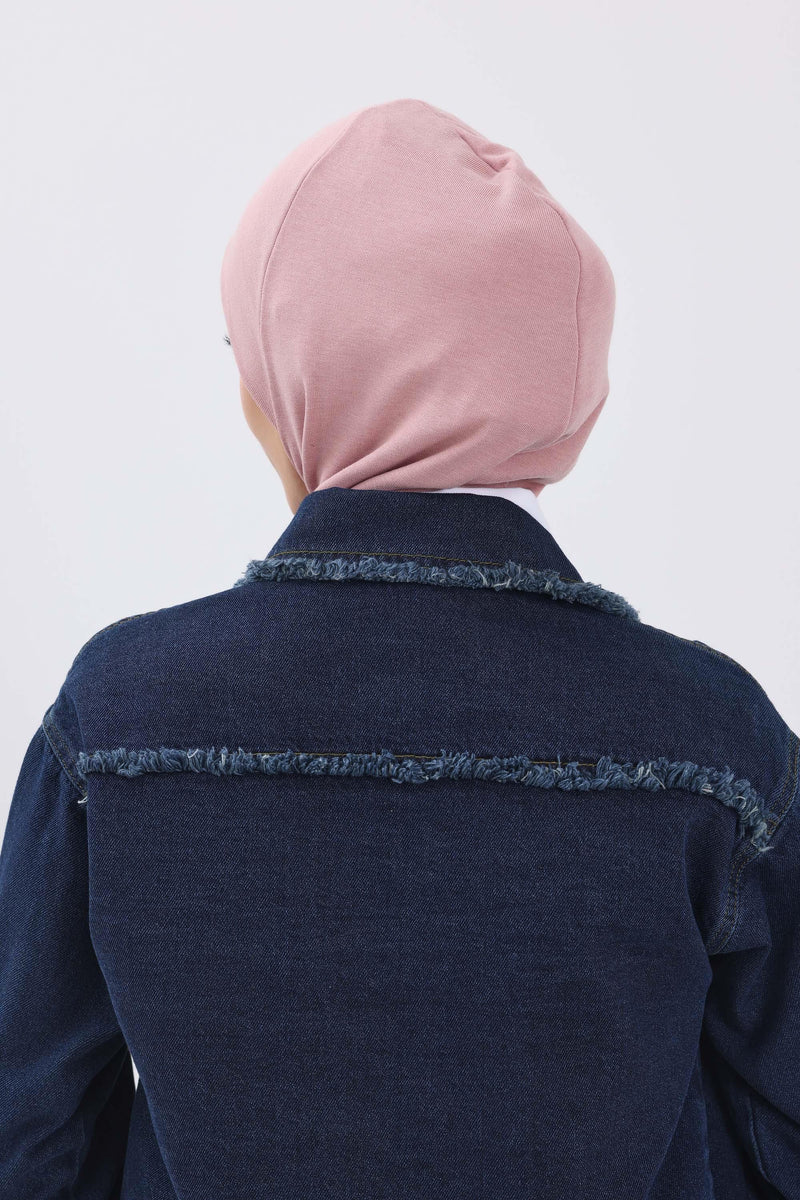 Minimalist Ribbed Inner Turban Bonnet for Women, One-Size Polyviscose Hijab Underscarf, Stretchable Inner Hijab Instant Turban Bonnet,TB-5RB