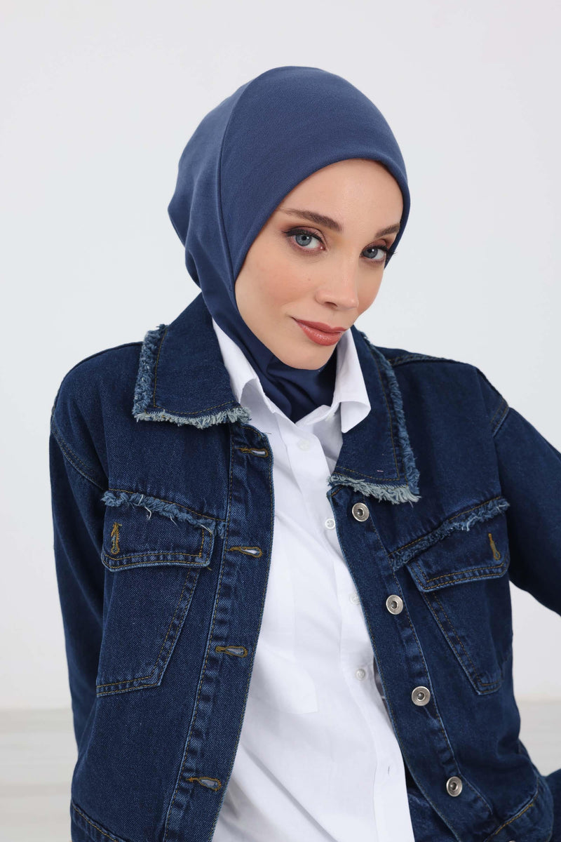 Minimalist Ribbed Inner Turban Bonnet for Women, One-Size Polyviscose Hijab Underscarf, Stretchable Inner Hijab Instant Turban Bonnet,TB-5RB