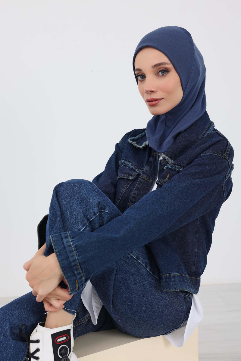 Minimalist Ribbed Inner Turban Bonnet for Women, One-Size Polyviscose Hijab Underscarf, Stretchable Inner Hijab Instant Turban Bonnet,TB-5RB