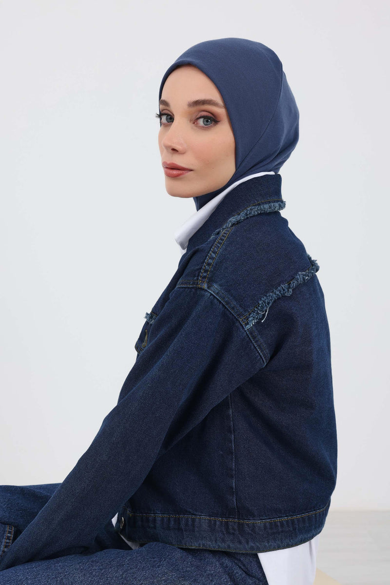 Minimalist Ribbed Inner Turban Bonnet for Women, One-Size Polyviscose Hijab Underscarf, Stretchable Inner Hijab Instant Turban Bonnet,TB-5RB