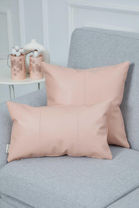 Modern Square Faux Leather Pillow Cover, Elegant Cushion Cover with Stitch Detail for Contemporary Home Decor, 18x18 Decorative Pillow,K-369