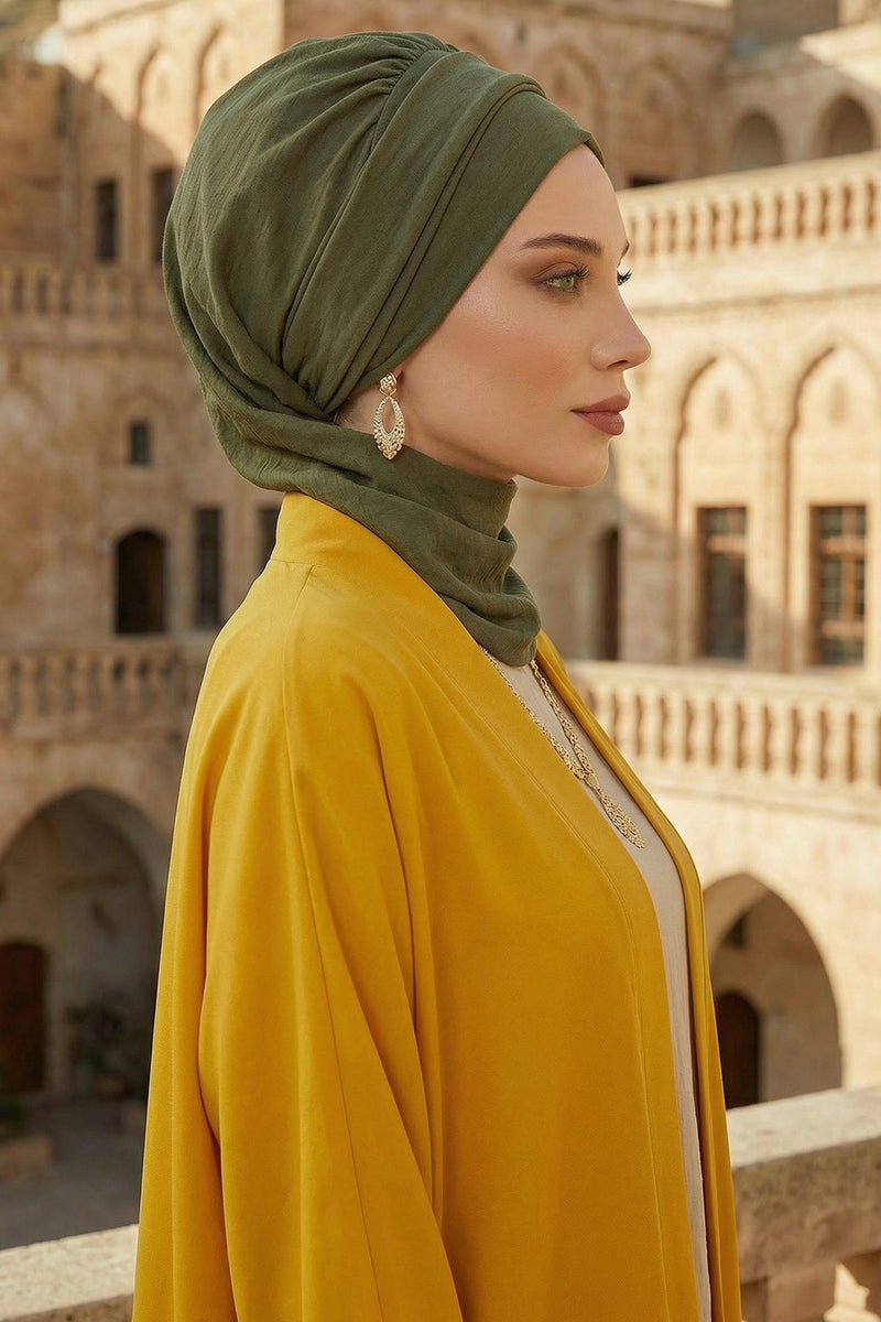 Modest Fashion Instant Aerobin Turban with Leopard Pattern Accessory, Pre-Tied Aerobin Hijab with Chic Metal Accessory,HT-11A