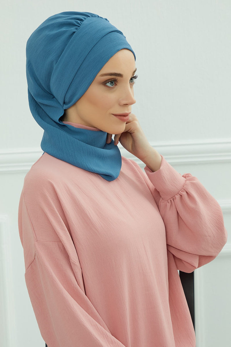 Modest Fashion Instant Aerobin Turban with Leopard Pattern Accessory, Pre-Tied Aerobin Hijab with Chic Metal Accessory,HT-11A