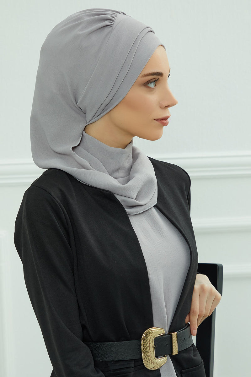 Modest Fashion Instant Aerobin Turban with Leopard Pattern Accessory, Pre-Tied Aerobin Hijab with Chic Metal Accessory,HT-11A