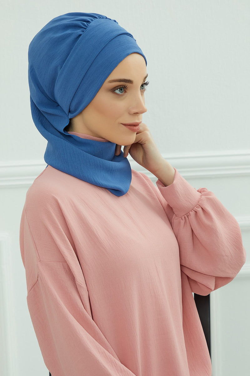 عمامة فورية خفيفة الوزن وشاح أيروبين للرأس للنساء أغطية رأس مع إكسسوارات ذهبية فريدة من نوعها تصميم أنيق وأنيق، HT-11A
