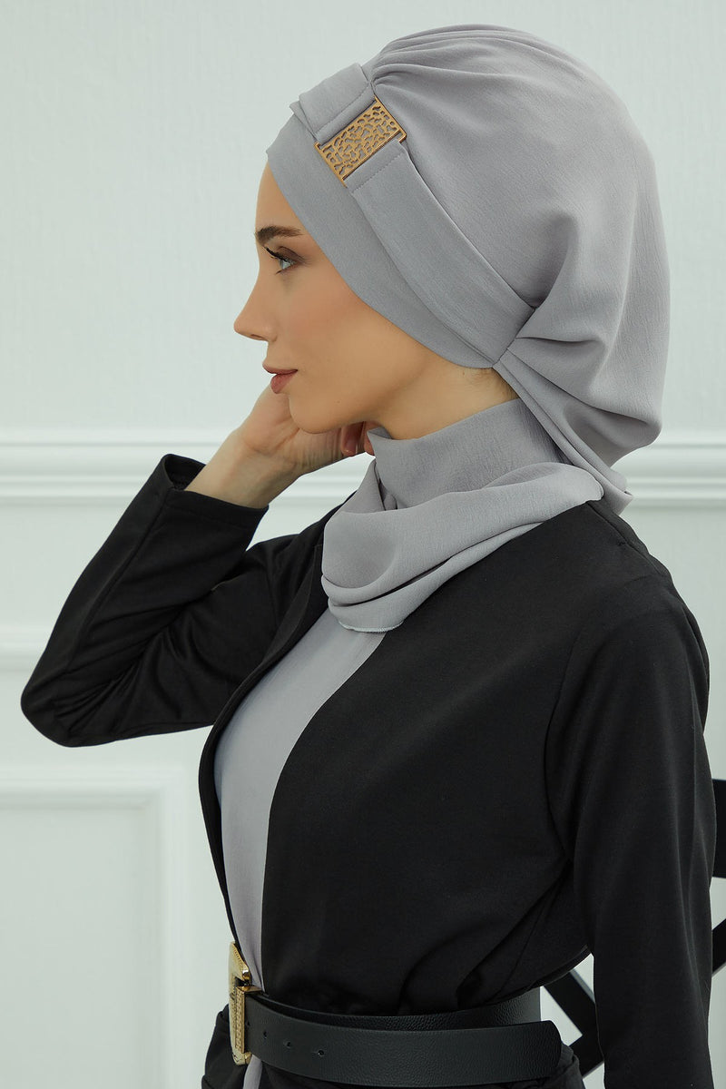 عمامة فورية خفيفة الوزن وشاح أيروبين للرأس للنساء أغطية رأس مع إكسسوارات ذهبية فريدة من نوعها تصميم أنيق وأنيق، HT-11A