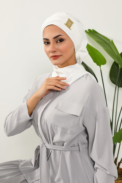 عمامة فورية خفيفة الوزن وشاح أيروبين للرأس للنساء أغطية رأس مع إكسسوارات ذهبية فريدة من نوعها تصميم أنيق وأنيق، HT-11A