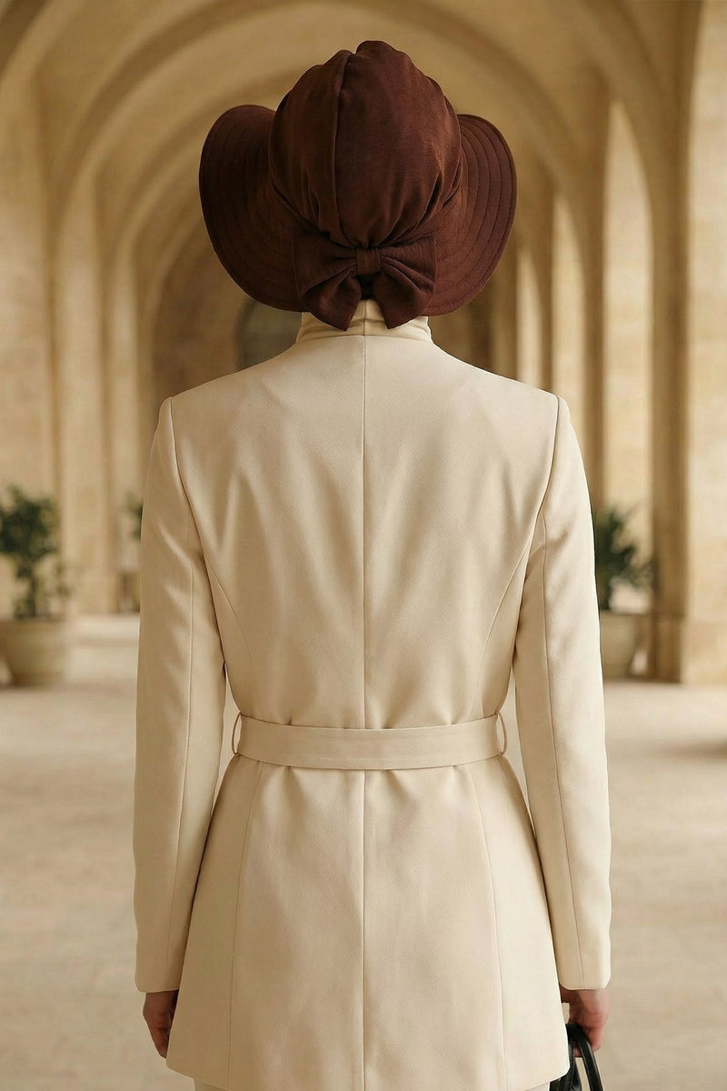 Modest Sun Protective Turban Bonnet with Removable Bow Brim for Women, 2-in-1 Aerobin Hijab Hat with Removable Brim,S-4A