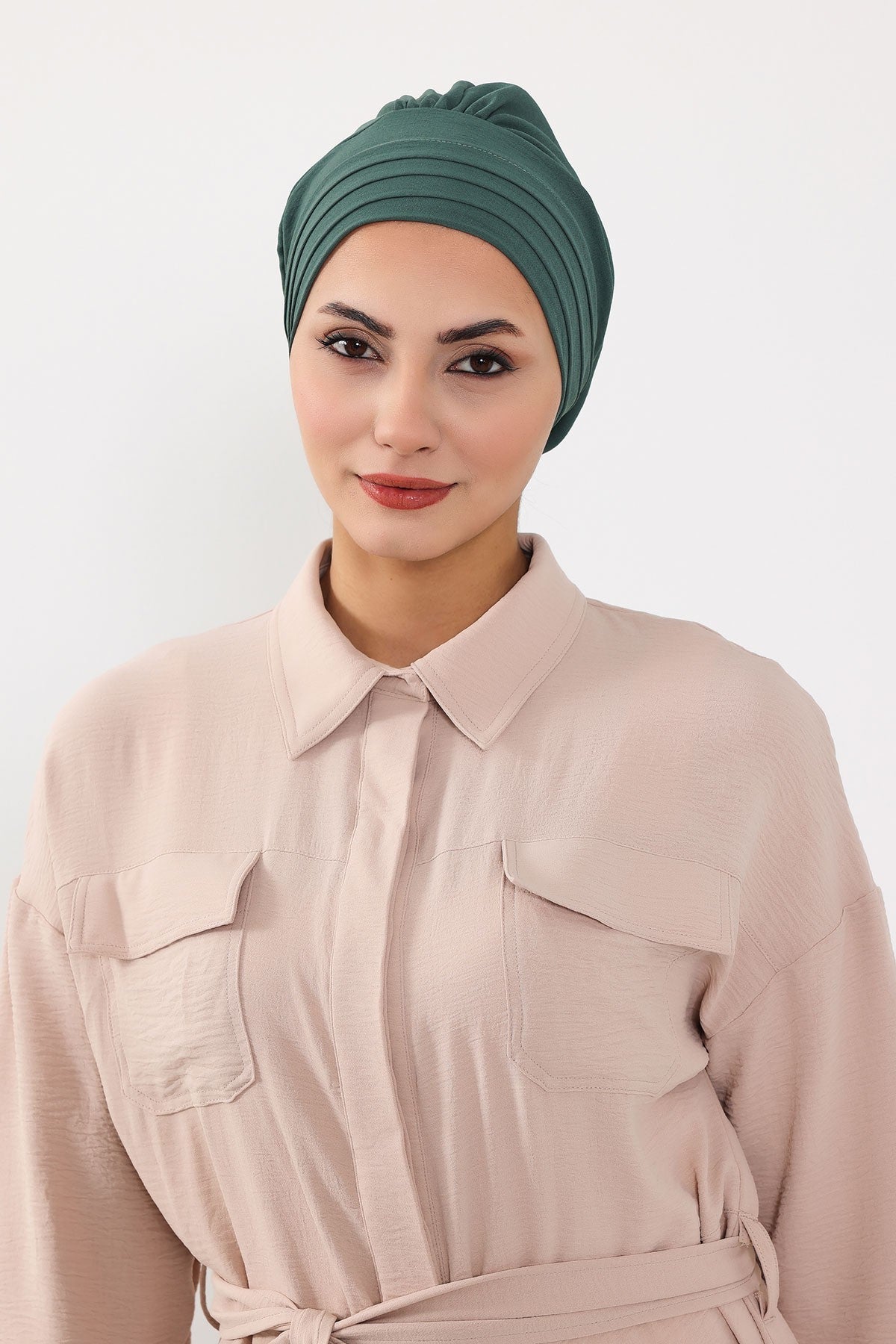 Modest Sun Protective Turban Bonnet with Removable Bow Brim for Women, 2-in-1 Aerobin Hijab Hat with Removable Brim,S-4A Light Green