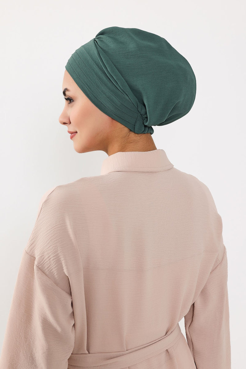 Modest Sun Protective Turban Bonnet with Removable Bow Brim for Women, 2-in-1 Aerobin Hijab Hat with Removable Brim,S-4A