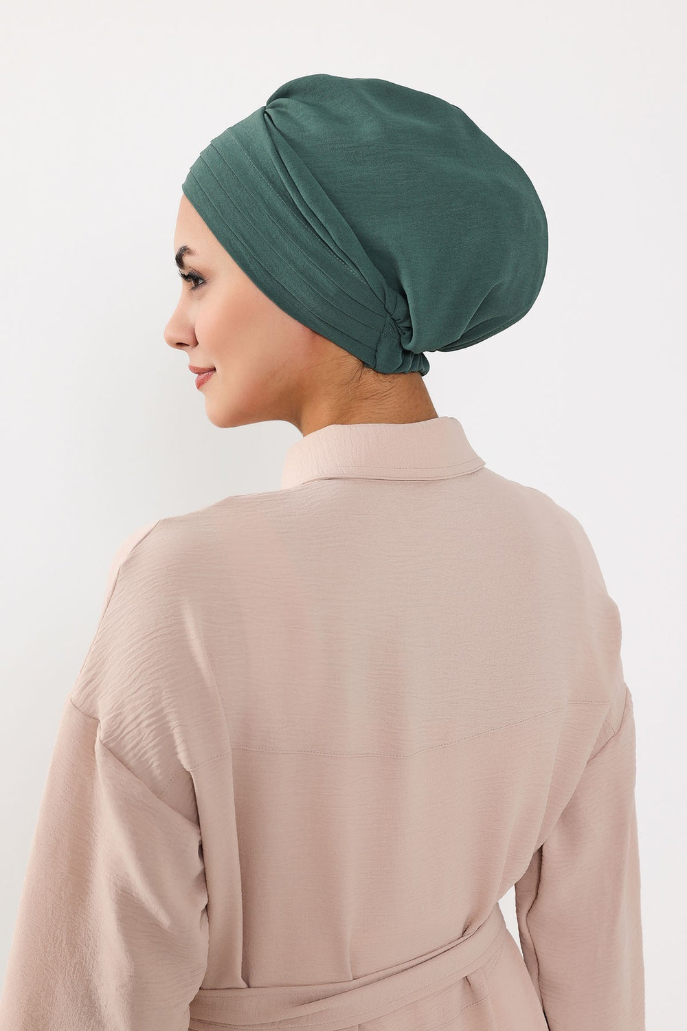 Modest Sun Protective Turban Bonnet with Removable Bow Brim for Women, 2-in-1 Aerobin Hijab Hat with Removable Brim,S-4A Light Green