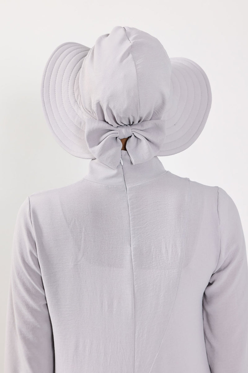 Modest Sun Protective Turban Bonnet with Removable Bow Brim for Women, 2-in-1 Aerobin Hijab Hat with Removable Brim,S-4A