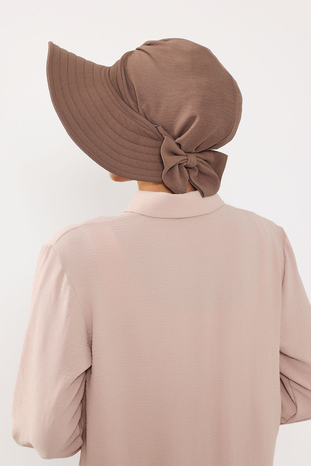 Modest Sun Protective Turban Bonnet with Removable Bow Brim for Women, 2-in-1 Aerobin Hijab Hat with Removable Brim,S-4A Chocolate