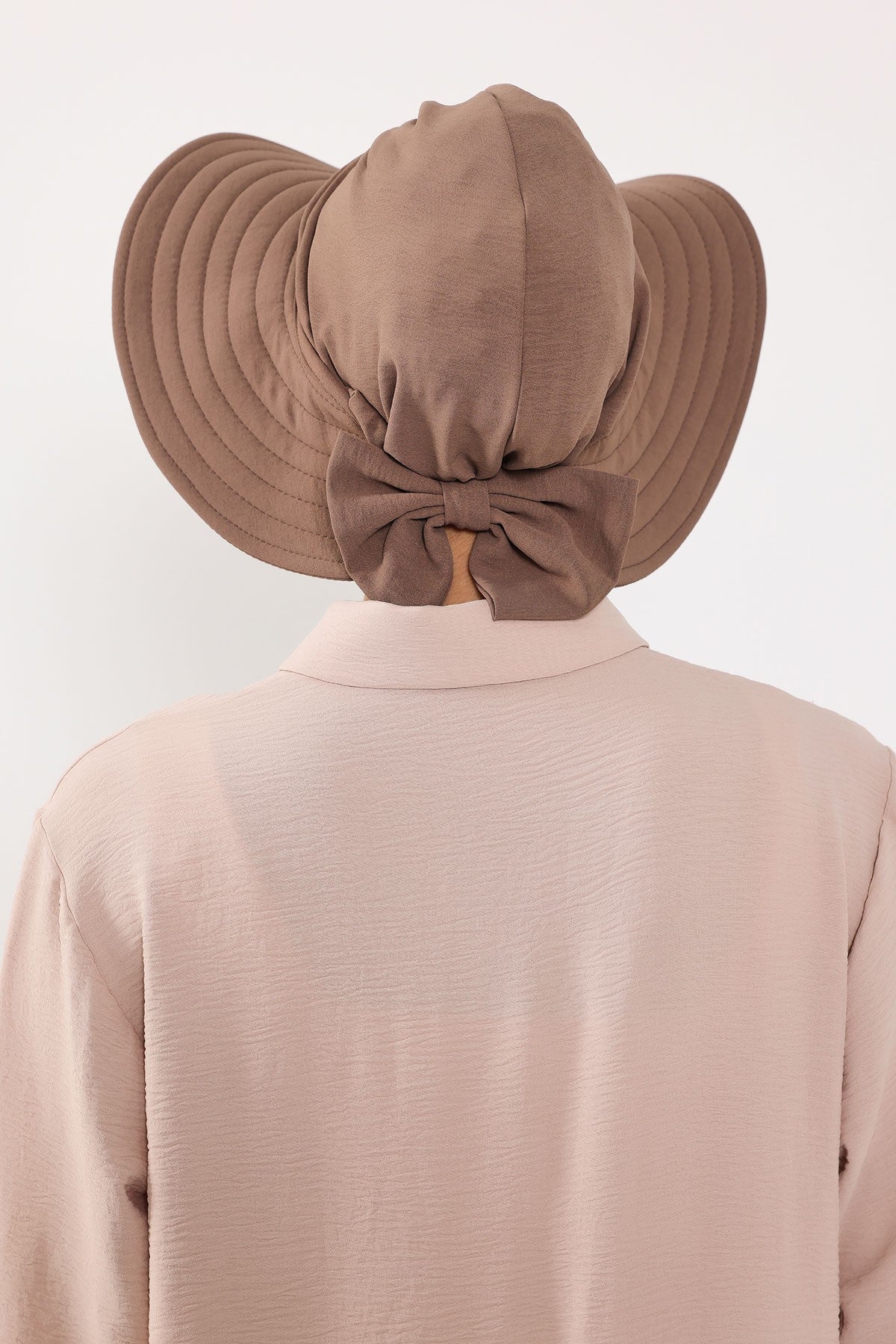 Modest Sun Protective Turban Bonnet with Removable Bow Brim for Women, 2-in-1 Aerobin Hijab Hat with Removable Brim,S-4A Chocolate