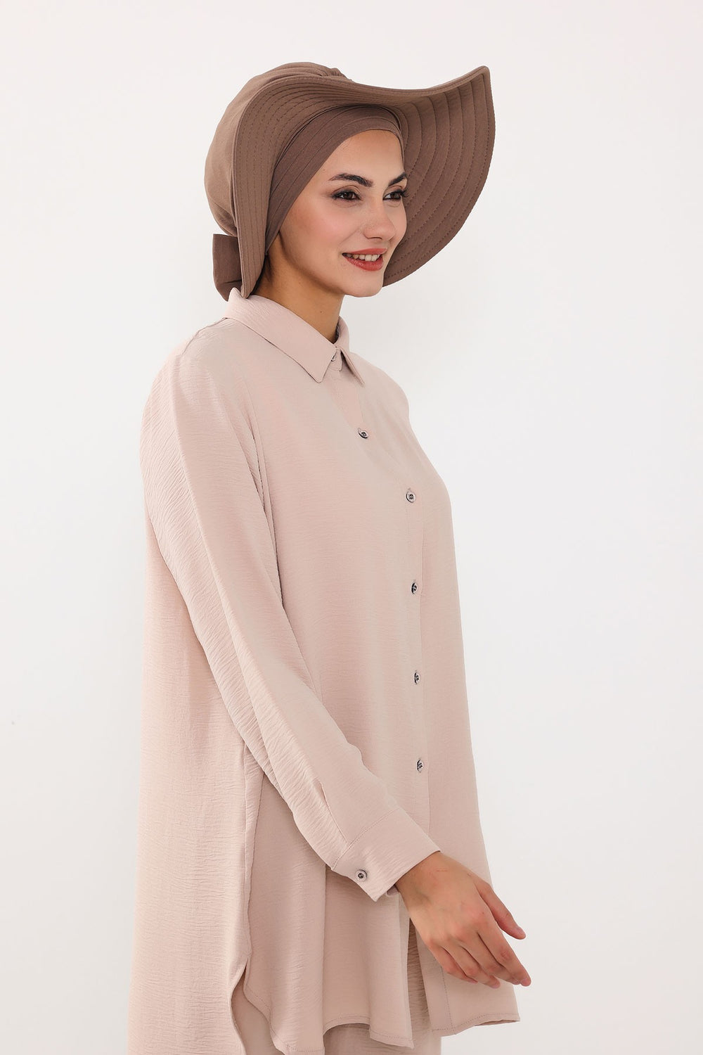 Modest Sun Protective Turban Bonnet with Removable Bow Brim for Women, 2-in-1 Aerobin Hijab Hat with Removable Brim,S-4A Chocolate