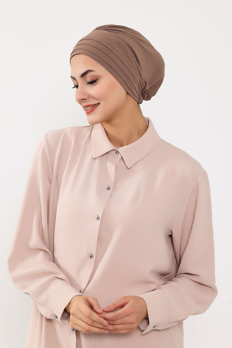 Modest Sun Protective Turban Bonnet with Removable Bow Brim for Women, 2-in-1 Aerobin Hijab Hat with Removable Brim,S-4A