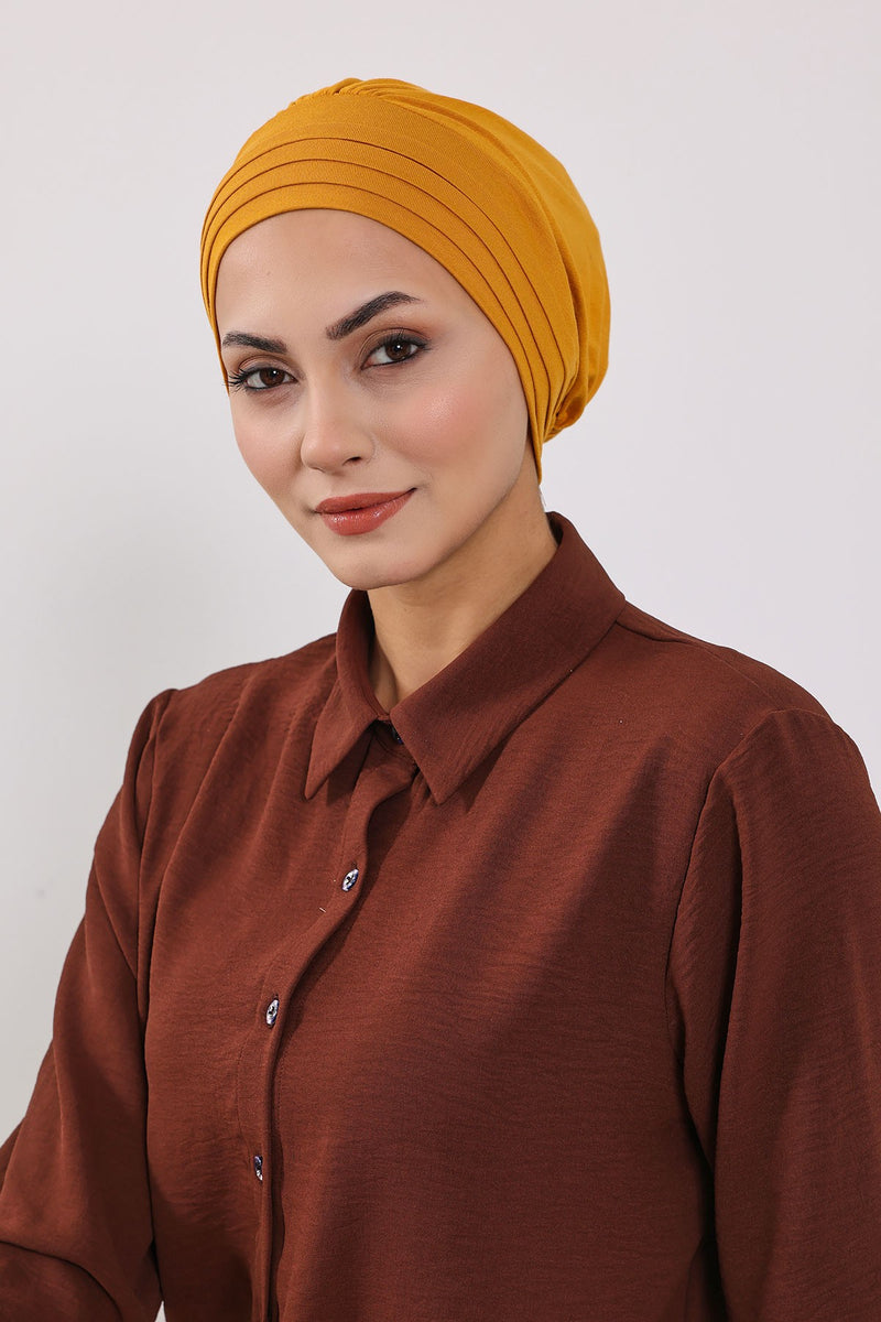 Modest Sun Protective Turban Bonnet with Removable Bow Brim for Women, 2-in-1 Hijab Hat with Removable Brim,S-4