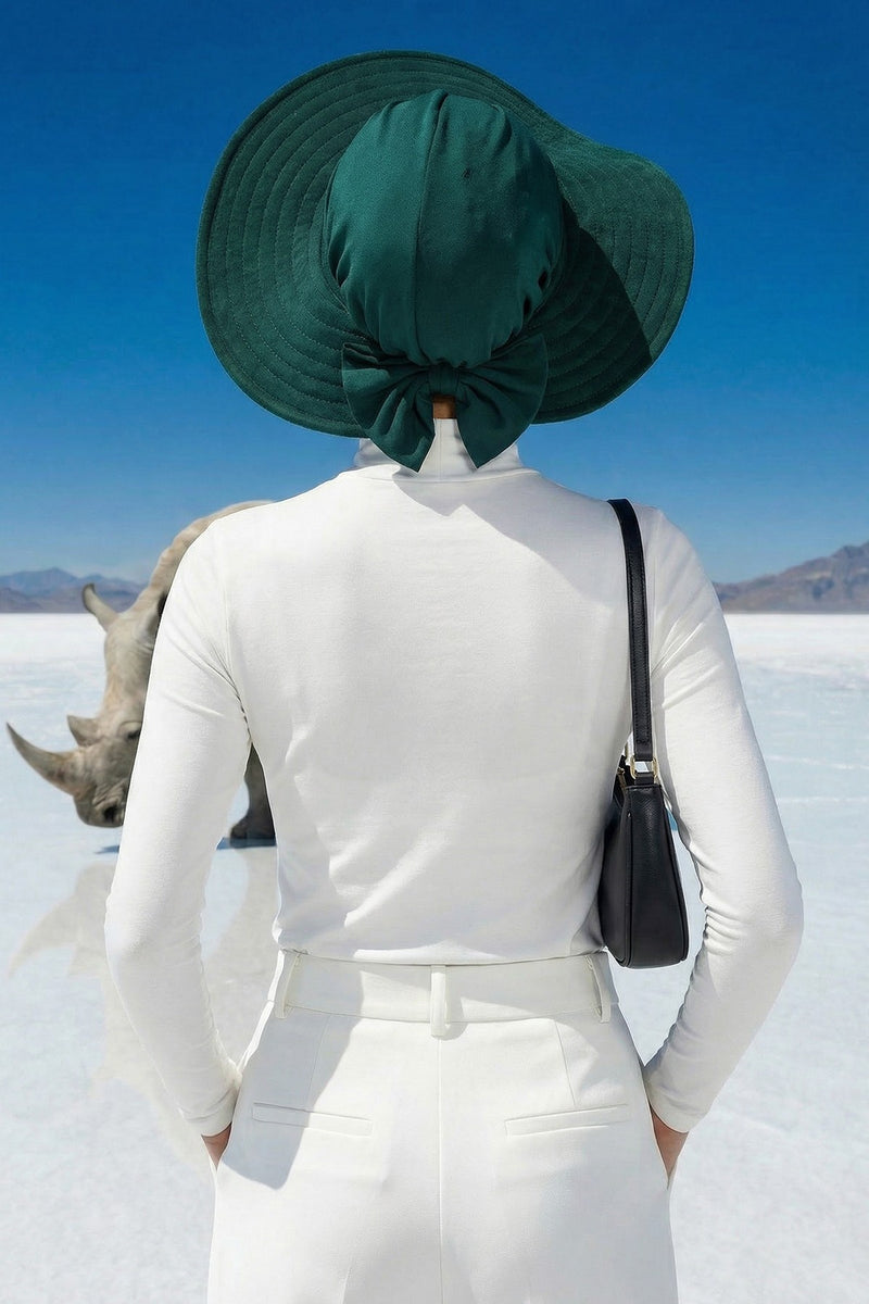 Modest Sun Protective Turban Bonnet with Removable Bow Brim for Women, 2-in-1 Hijab Hat with Removable Brim,S-4