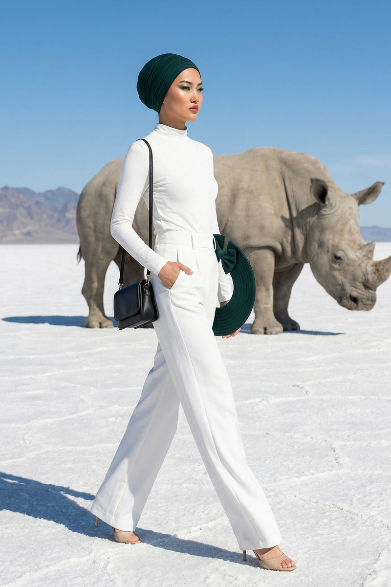 Modest Sun Protective Turban Bonnet with Removable Bow Brim for Women, 2-in-1 Hijab Hat with Removable Brim,S-4