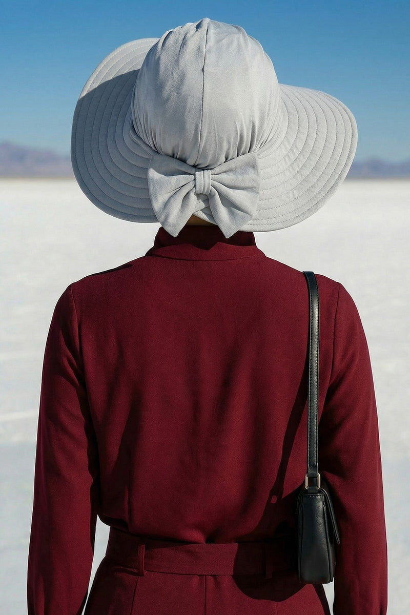 Modest Sun Protective Turban Bonnet with Removable Bow Brim for Women, 2-in-1 Hijab Hat with Removable Brim,S-4