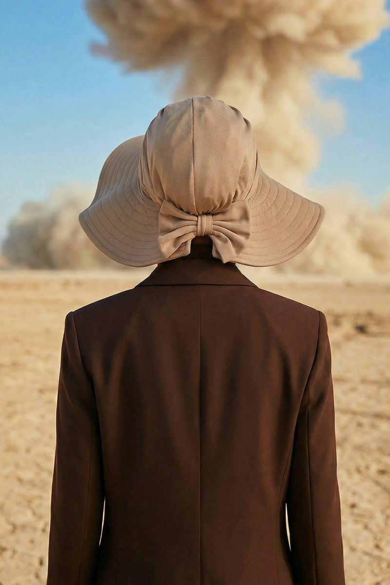 Modest Sun Protective Turban Bonnet with Removable Bow Brim for Women, 2-in-1 Hijab Hat with Removable Brim,S-4