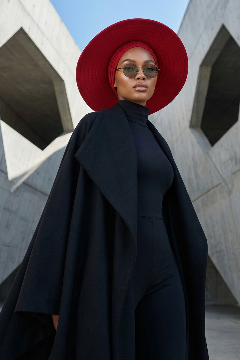 Modest Sun Protective Turban Bonnet with Removable Bow Brim for Women, 2-in-1 Hijab Hat with Removable Brim,S-4