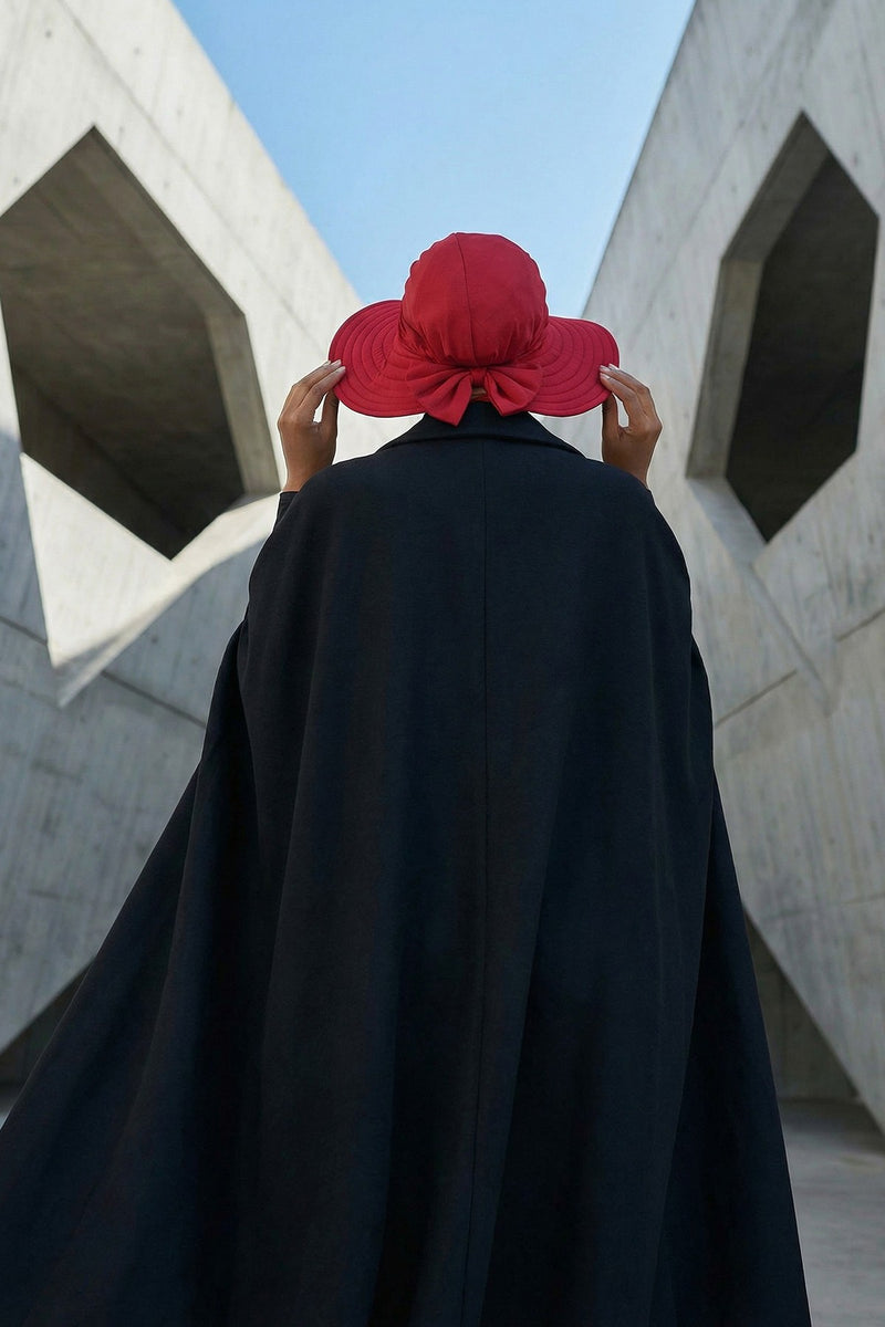 Modest Sun Protective Turban Bonnet with Removable Bow Brim for Women, 2-in-1 Hijab Hat with Removable Brim,S-4