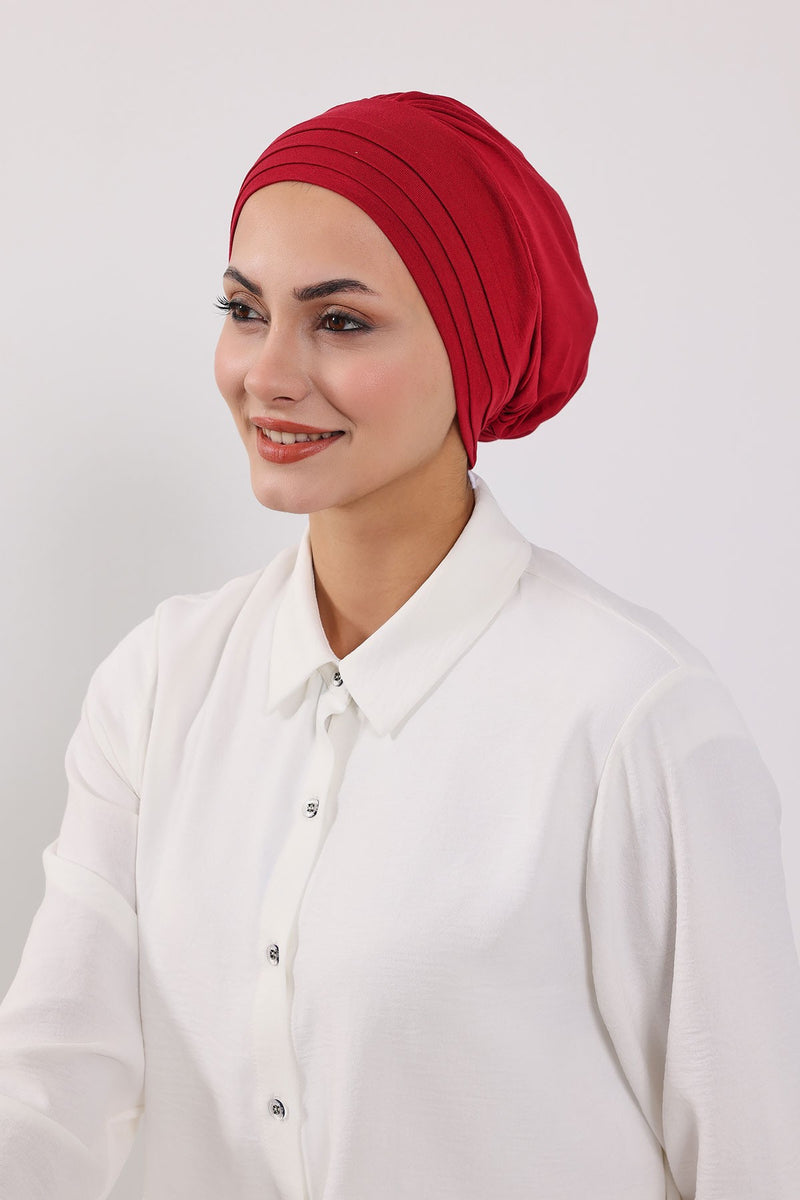 Modest Sun Protective Turban Bonnet with Removable Bow Brim for Women, 2-in-1 Hijab Hat with Removable Brim,S-4
