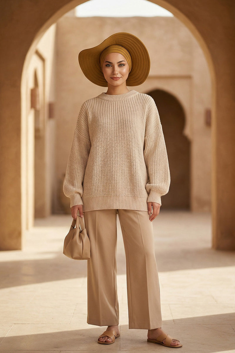 Modest Sun Protective Turban Bonnet with Removable Bow Brim for Women, 2-in-1 Hijab Hat with Removable Brim,S-4