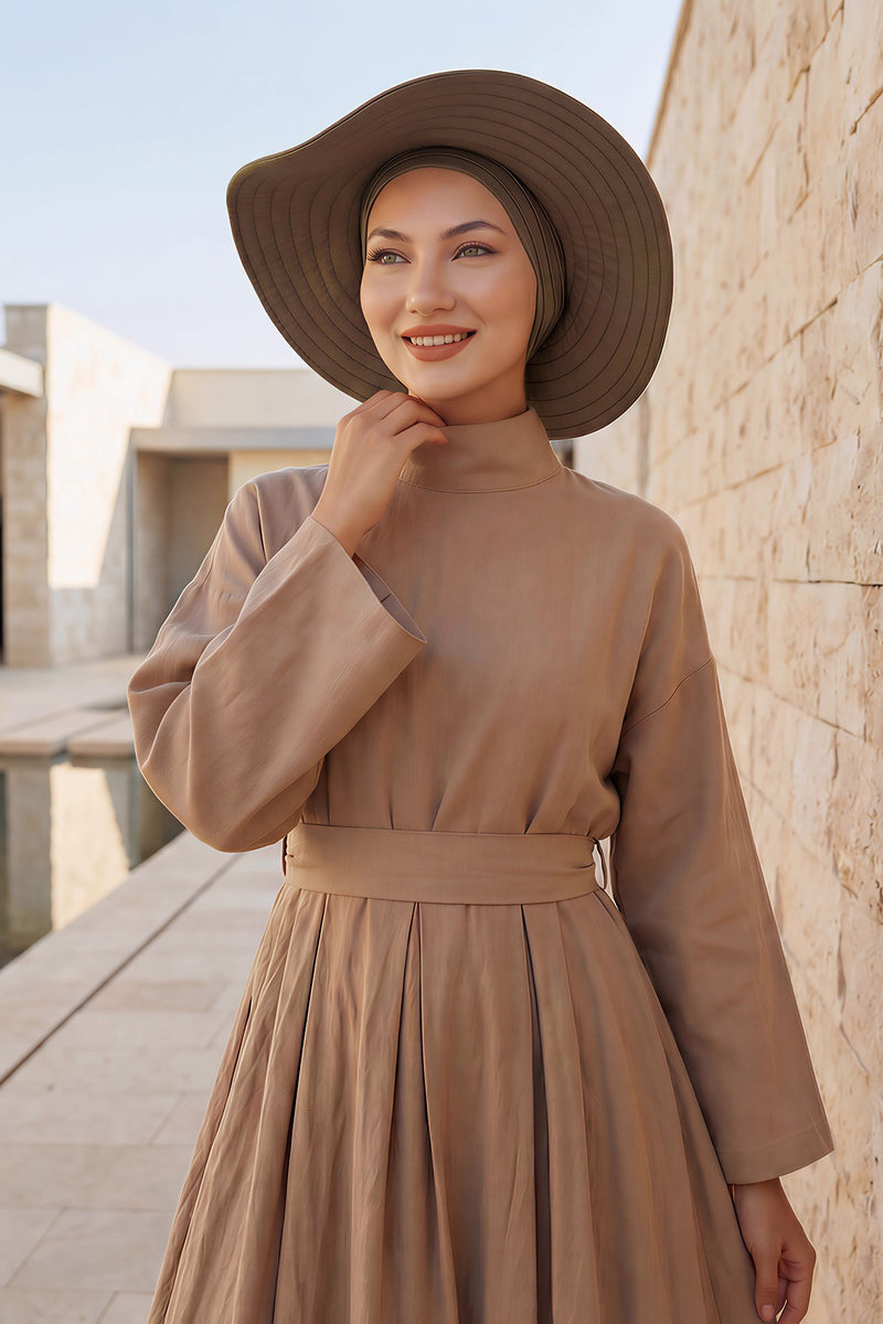 Modest Sun Protective Turban Bonnet with Removable Bow Brim for Women, 2-in-1 Hijab Hat with Removable Brim,S-4