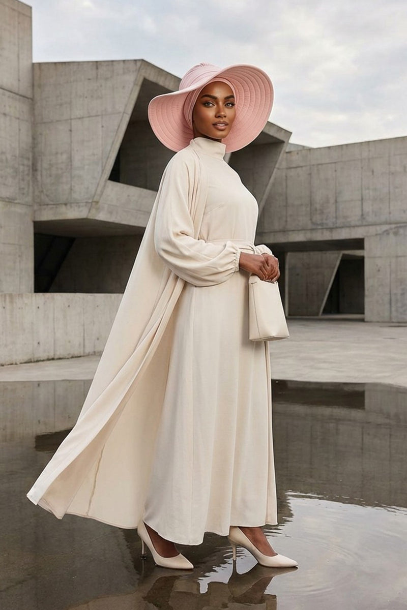 Modest Sun Protective Turban Bonnet with Removable Bow Brim for Women, 2-in-1 Hijab Hat with Removable Brim,S-4