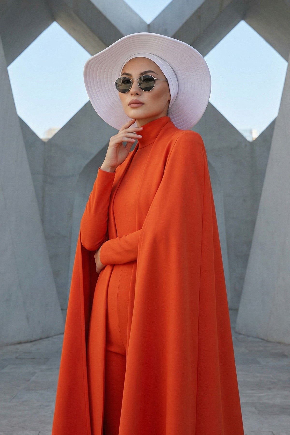 Modest Sun Protective Turban Bonnet with Removable Bow Brim for Women, 2-in-1 Hijab Hat with Removable Brim,S-4 White