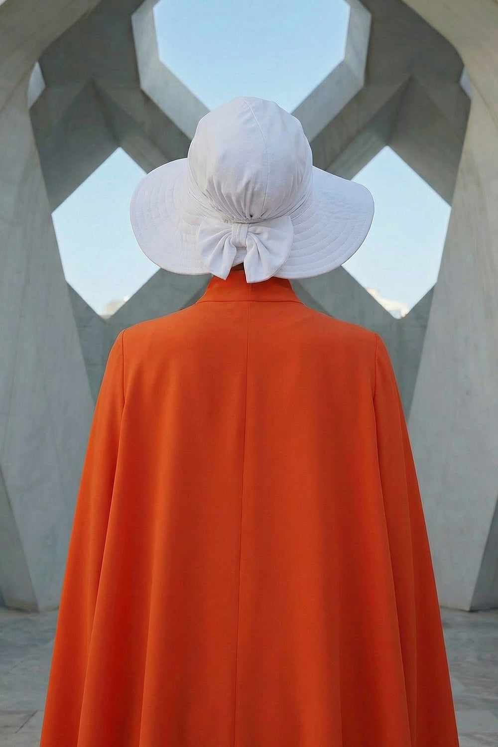 Modest Sun Protective Turban Bonnet with Removable Bow Brim for Women, 2-in-1 Hijab Hat with Removable Brim,S-4 White
