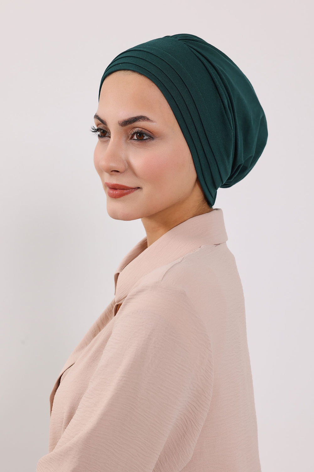 Modest Sun Protective Turban Bonnet with Removable Bow Brim for Women, 2-in-1 Hijab Hat with Removable Brim,S-4 Green