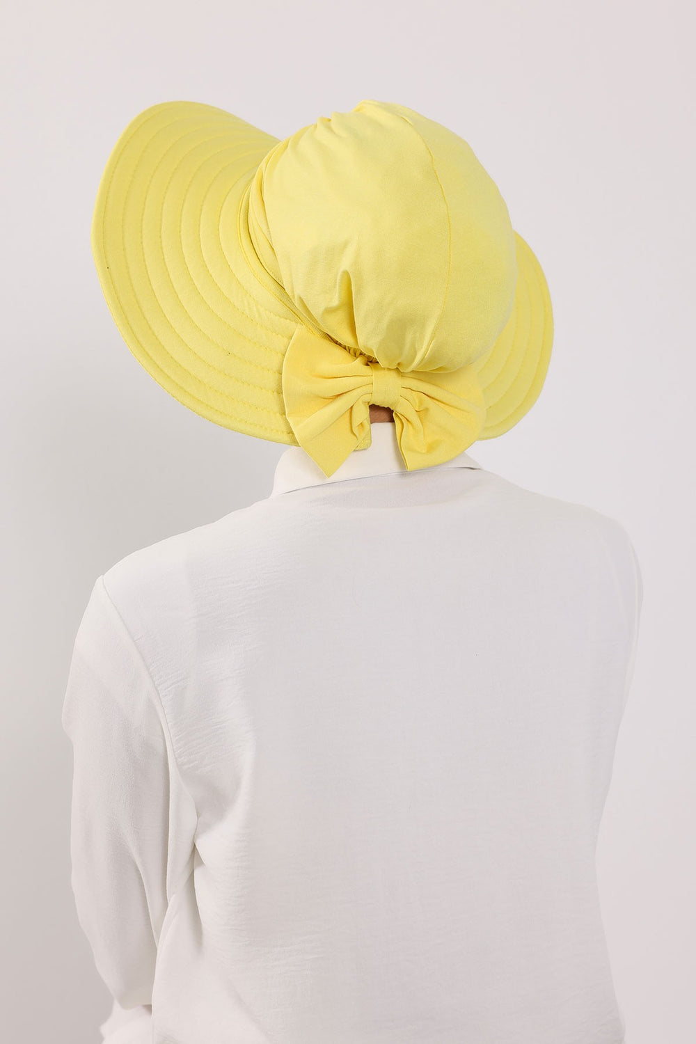 Modest Sun Protective Turban Bonnet with Removable Bow Brim for Women, 2-in-1 Hijab Hat with Removable Brim,S-4 Yellow