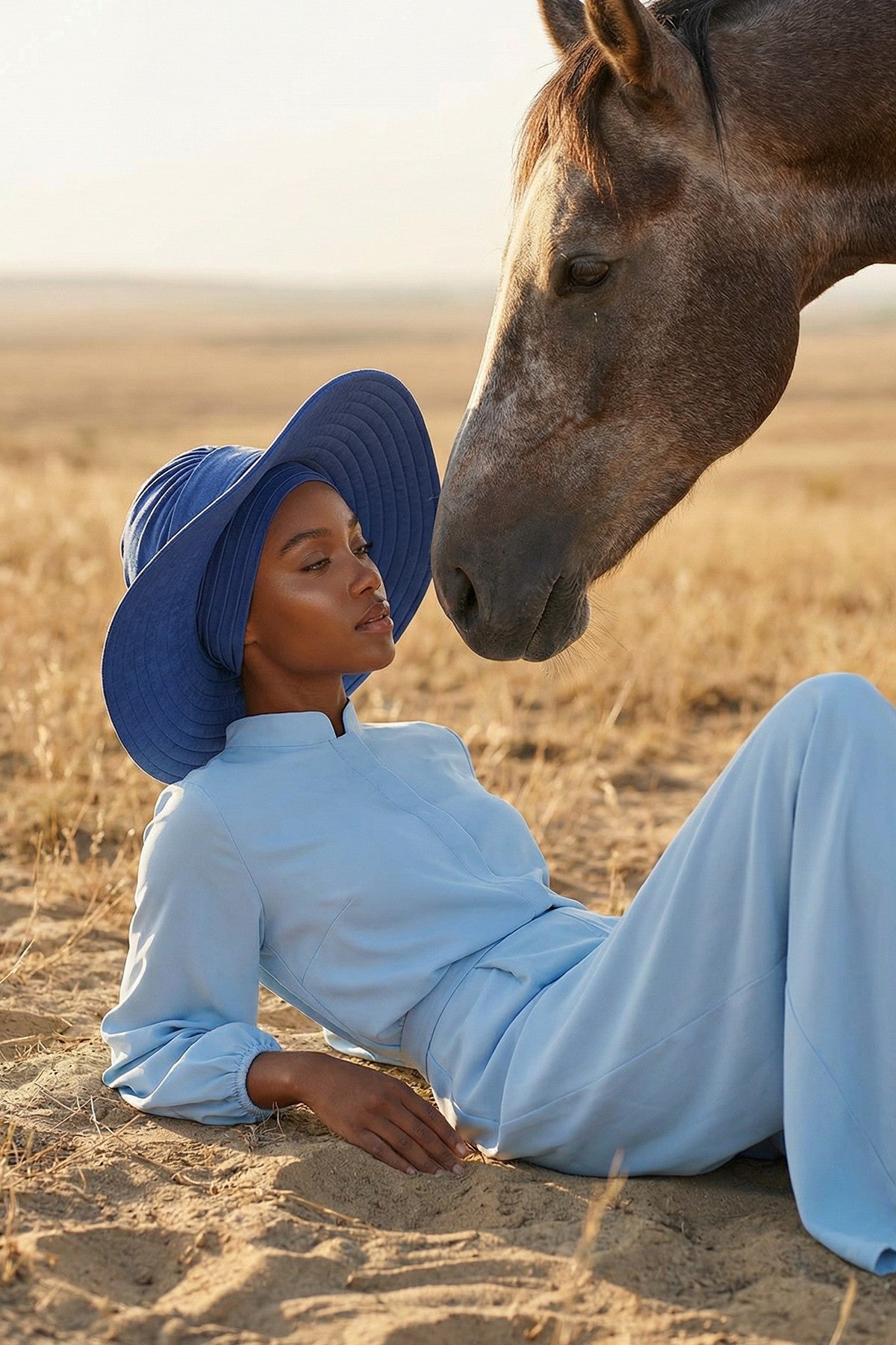 Modest Sun Protective Turban Bonnet with Removable Bow Brim for Women, 2-in-1 Hijab Hat with Removable Brim,S-4 İndigo