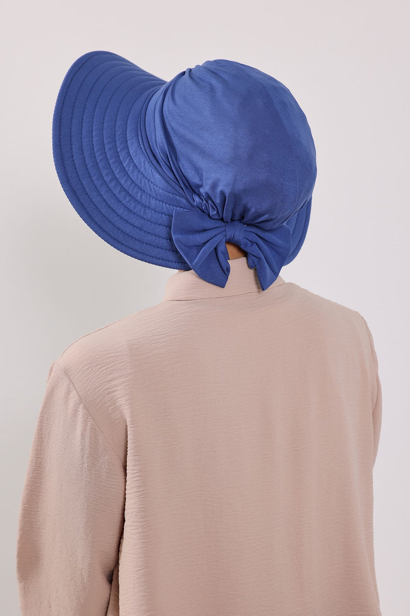 Modest Sun Protective Turban Bonnet with Removable Bow Brim for Women, 2-in-1 Hijab Hat with Removable Brim,S-4