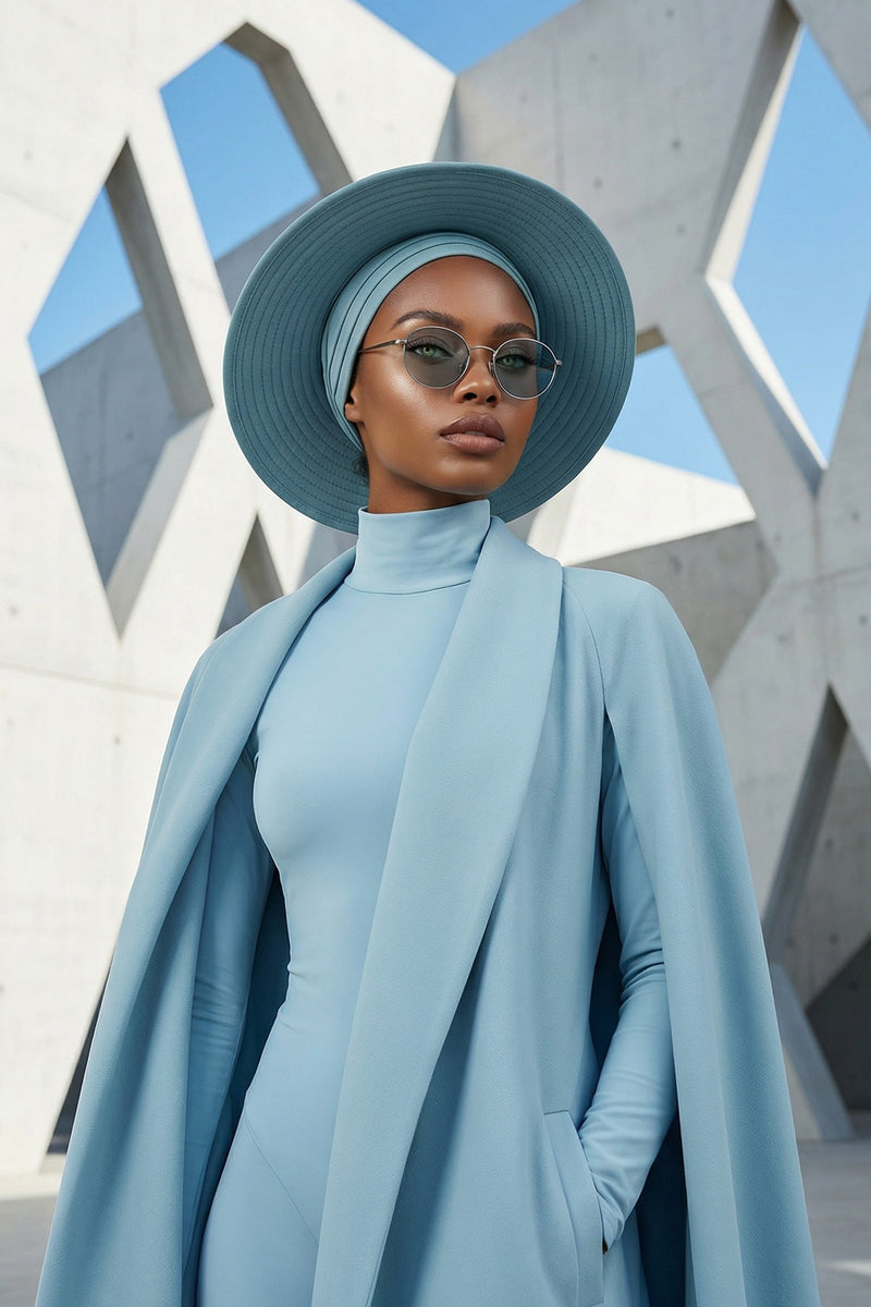 Modest Sun Protective Turban Bonnet with Removable Bow Brim for Women, 2-in-1 Hijab Hat with Removable Brim,S-4